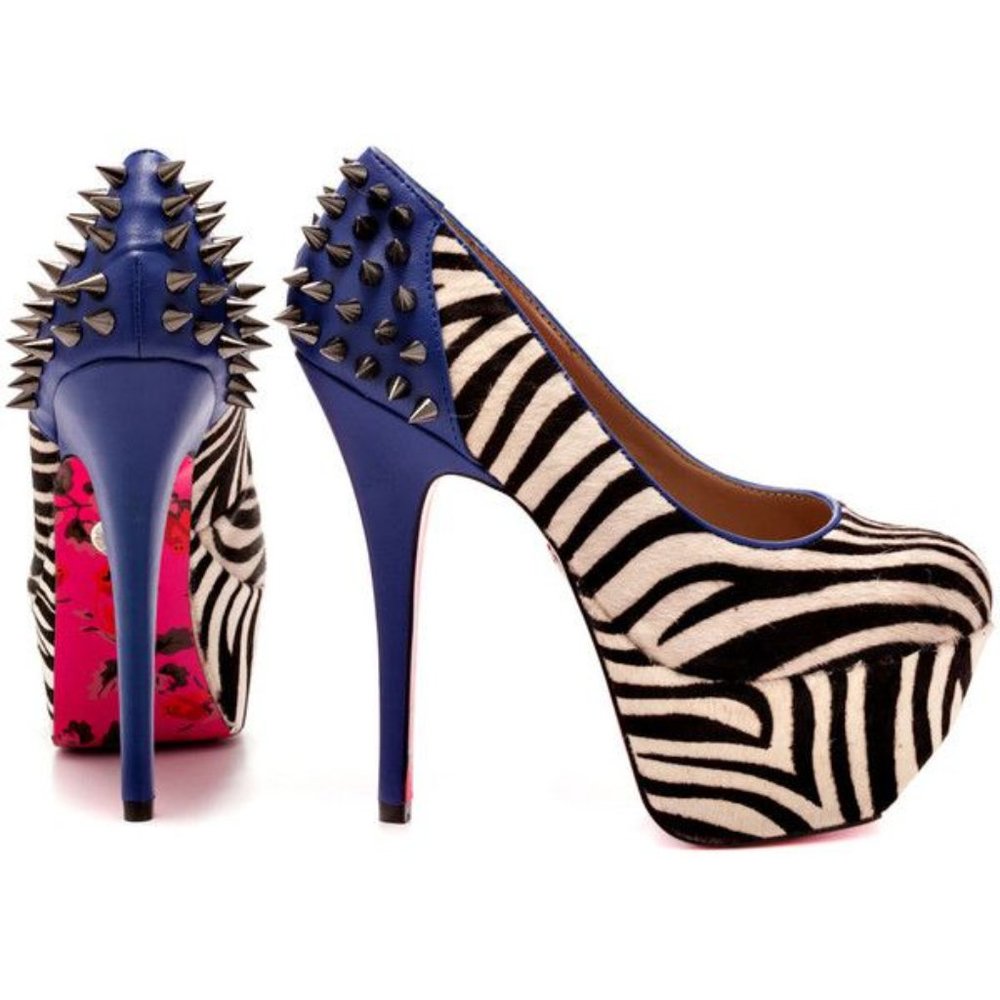Betsey Johnson 🔥 size 8.5 Grrace Zebra Stripe Stiletto Platform Heel 👠 - Picture 2 of 5